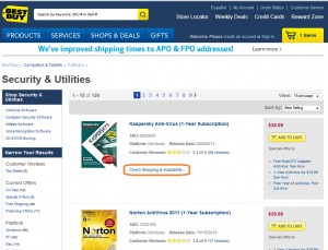 Best Buy Software Shipping Example