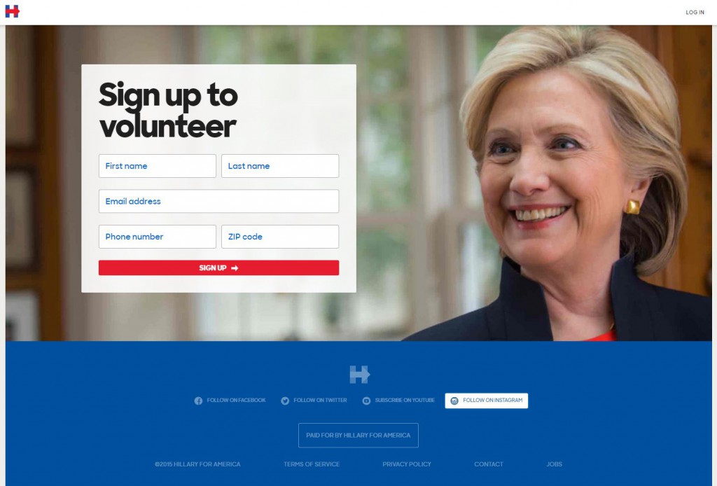 Hillary Clinton — Volunteer page