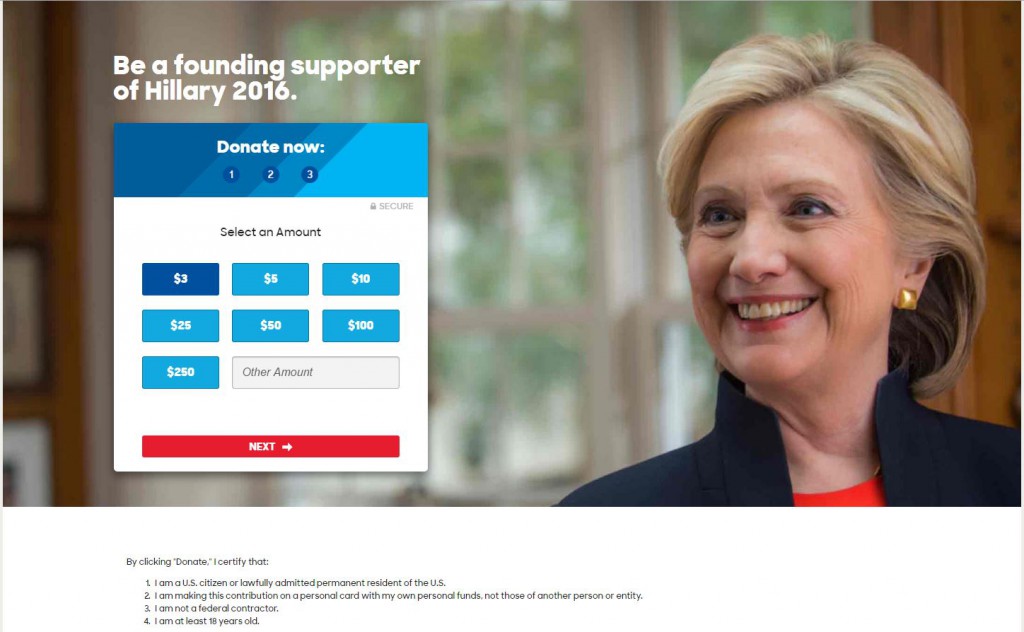 Hillary Clinton - Donate page