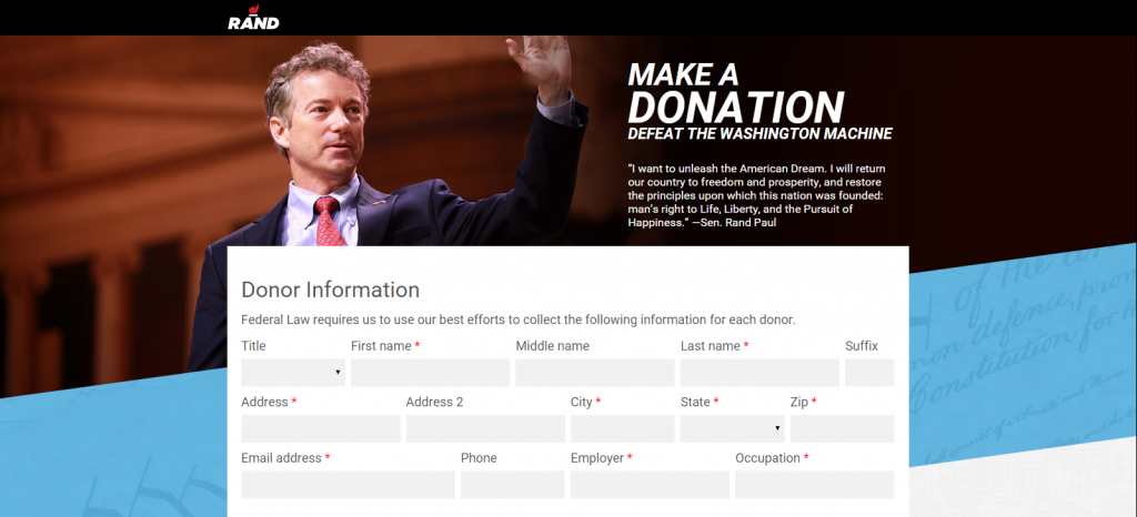 Rand Paul Landing Page