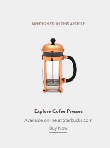 Call to action after an article on the Starbucks' blog.