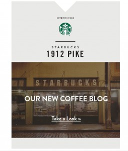 An email from Starbucks offers a look at their new blog.